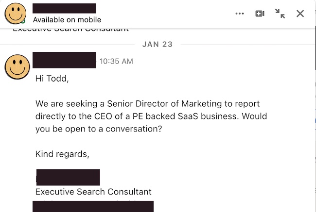 example recruiter dm on linkedin